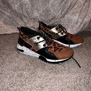 NWOT Leopard & Gold Sneakers